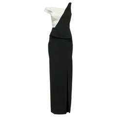 Roland Mouret Black Crepe Draped Slit Detail Sleeveless Maxi Dress S