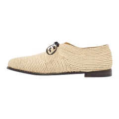 Dolce & Gabbana Beige Raffia Lace Up Derby Size 40