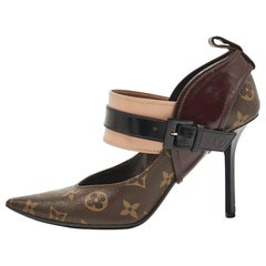 Louis Vuitton Brown Monogram Canvas and Leather Pointed Toe Pumps Size 38