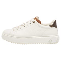 Louis Vuitton White/Brown Leather LV Charm Time Out Sneakers Size 38