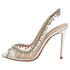 Aquazzura Transparent Leather and PVC Temptation Peep Toe Pumps Size 36.5