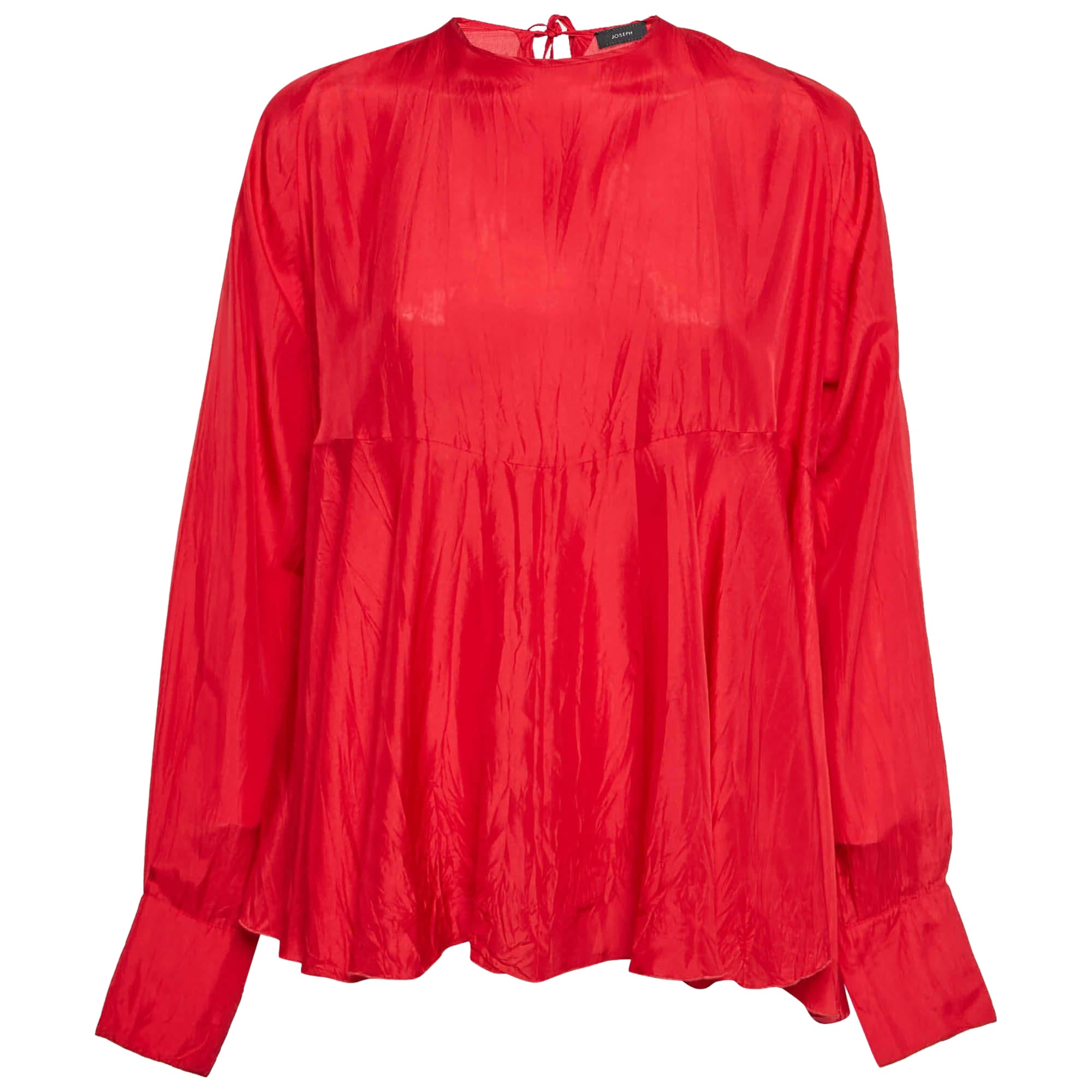 Joseph Red Crinkle Silk Loose Fit Blouse M For Sale