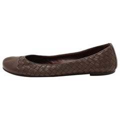 Bottega Veneta Brown Intrecciato Leather Ballet Flats Size 41