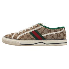Gucci Brown Canvas Tennis 1977 Slip On Sneakers Size 43