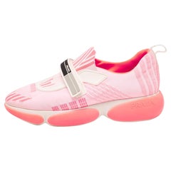 Prada Neon Pink Fabric Cloudbust Sneakers Size 37