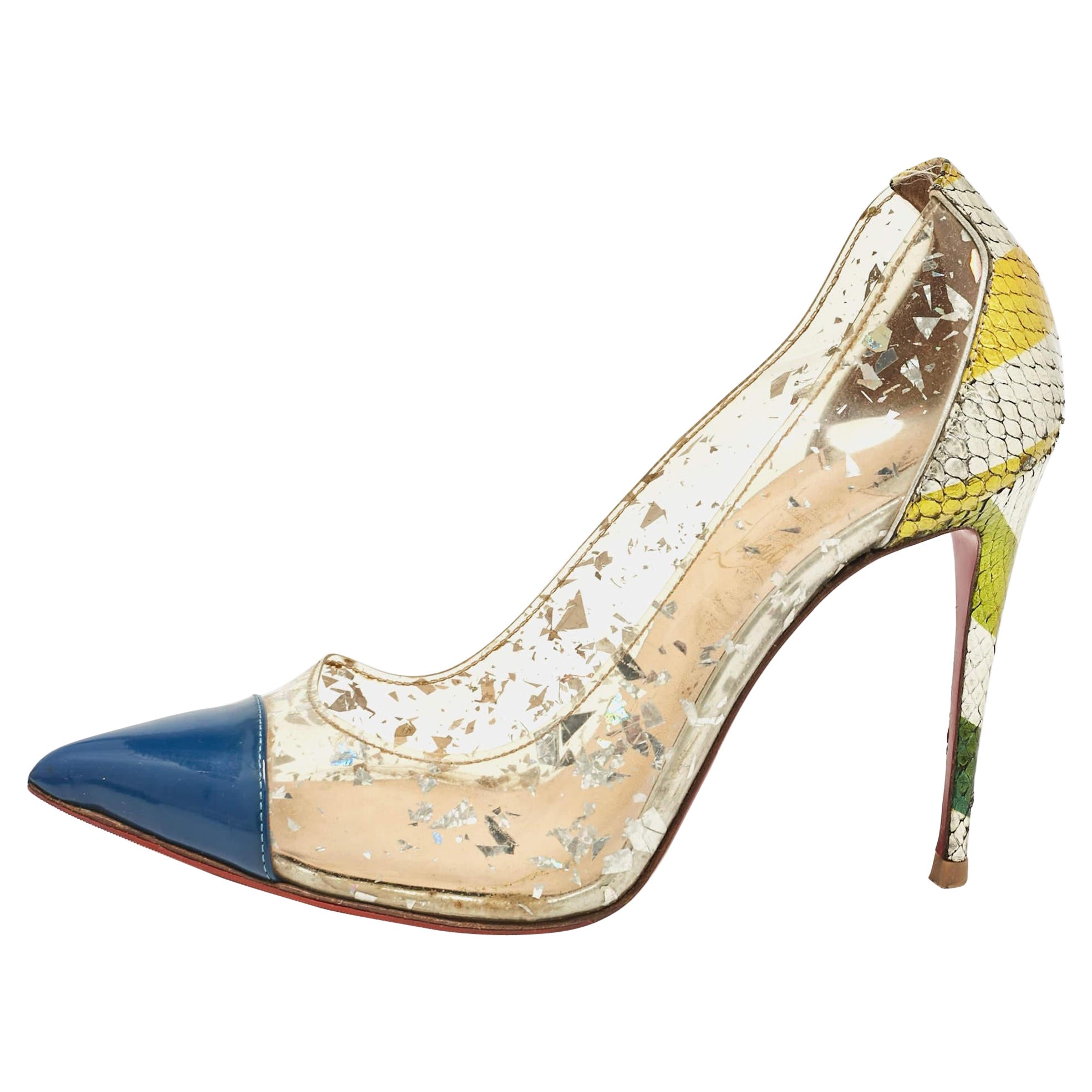 Christian Louboutin Mehrfarbige Debout-Pumps aus Lackleder und PVC aus PVC Größe 38