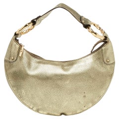 Gucci Gold Leather Bamboo Ring Hobo