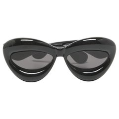 Used Loewe Black Acetate LW400971Inflated Cat Eye Sunglasses