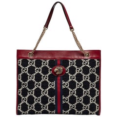Gucci Red/Black Jumbo GG Tweed Large Rajah Tote
