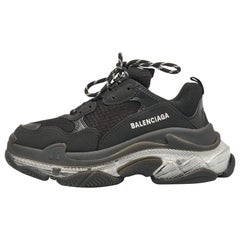 Baskets Triple S transparentes Balenciaga noires en simili cuir et maille, taille 39