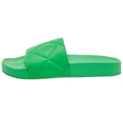 Bottega Veneta Green Rubber Pool Slides Size 35