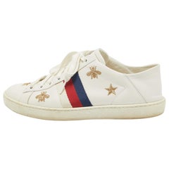Gucci White Leather Ace Lace Up Sneakers Size 38
