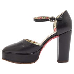 Gucci Black Leather Agon Mary Jane Pumps Size 36.5