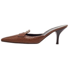 Prada Brown Leather Pointed Toe Mules Size 41