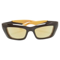 Bottega Veneta Marrón/Amarillo BV182S Gafas de sol rectangulares espejadas