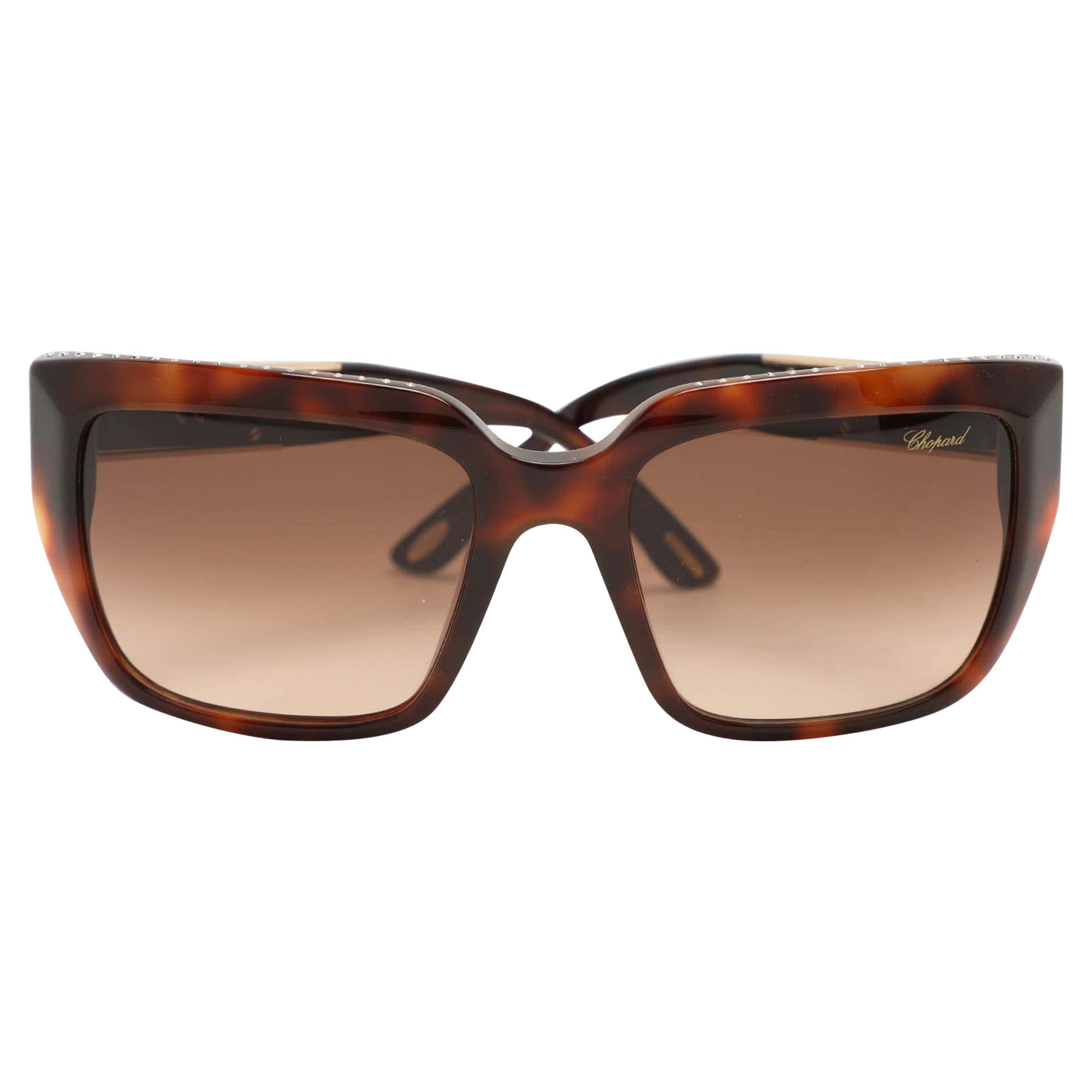 Chopard Brown Acetate SCH190S Crystal Embellished Gradient Sunglasses