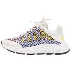 Versace Multicolor Canvas and Leather Trigreca Lace Up Sneakers Size 45