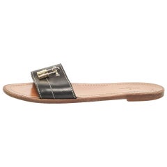 Louis Vuitton - Pelle nera - Lock It Slide Flats Taglia 37