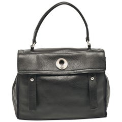 Yves Saint Laurent Black Leather Medium Muse Two Top Handle Bag