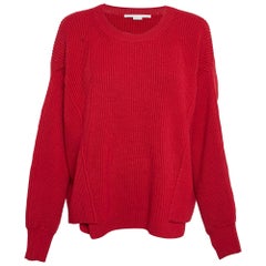 Stella McCartney Roter asymmetrischer Pullover mit Dolman-Ärmeln aus Rippenstrick M