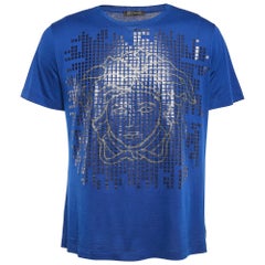 Versace Blue Medusa Print Cotton T-Shirt XL