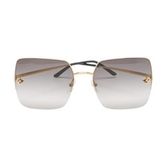 Cartier Quadratische Sonnenbrille, Dunkelgrau, Panther gravere de Cartier