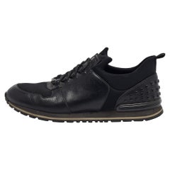 Tod's - Baskets à lacets en cuir et néoprène noir - Taille 42,5