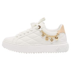 Louis Vuitton White/Peach Leather Time Out Sneakers Size 38