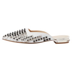 Philipp Plein White Leather Spike Mules Size 36