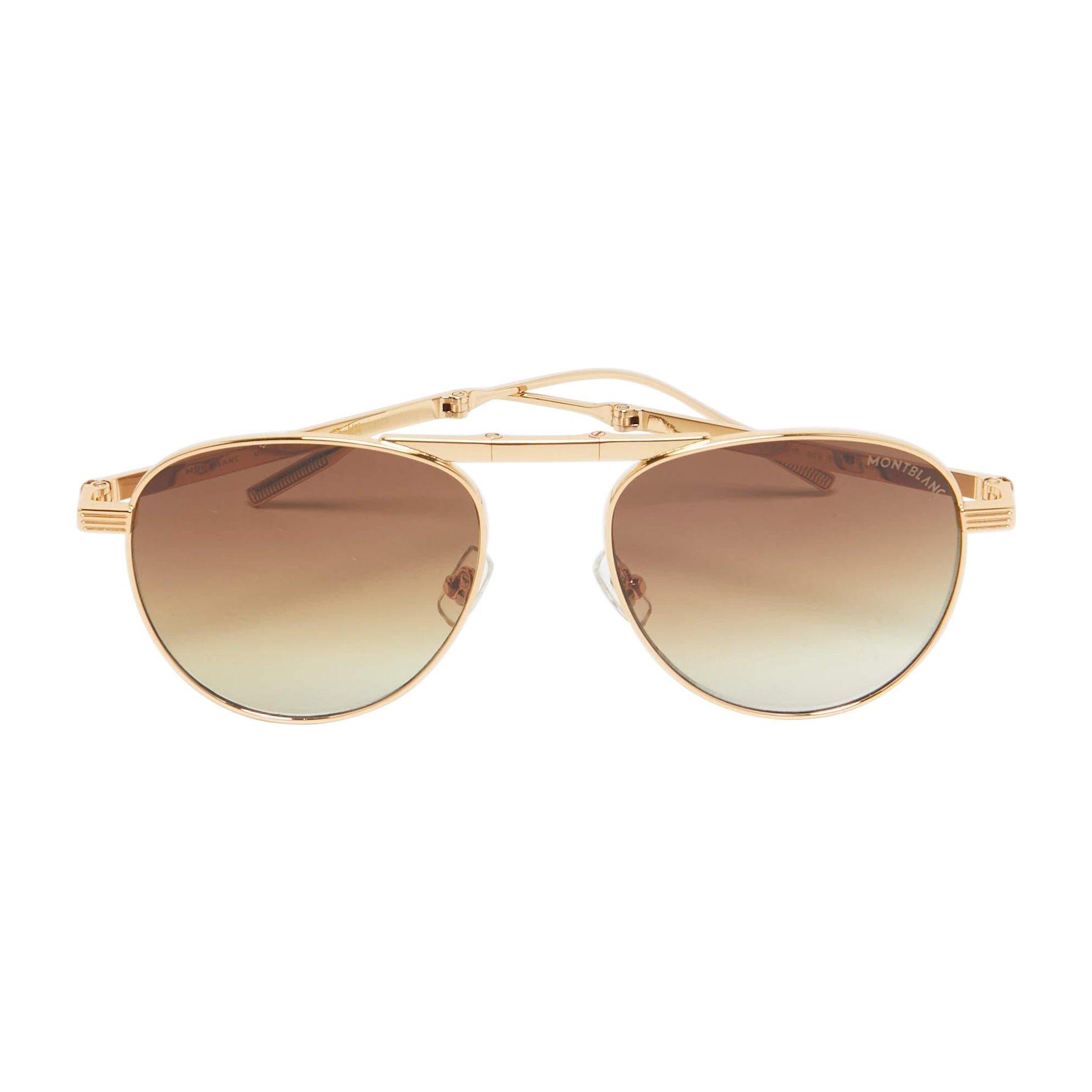 Montblanc Gold/Brown Gradient MB0091S Lunettes de soleil aviateur