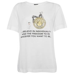 Gianni Versace White I believe In Individuality Print Jersey T-Shirt M