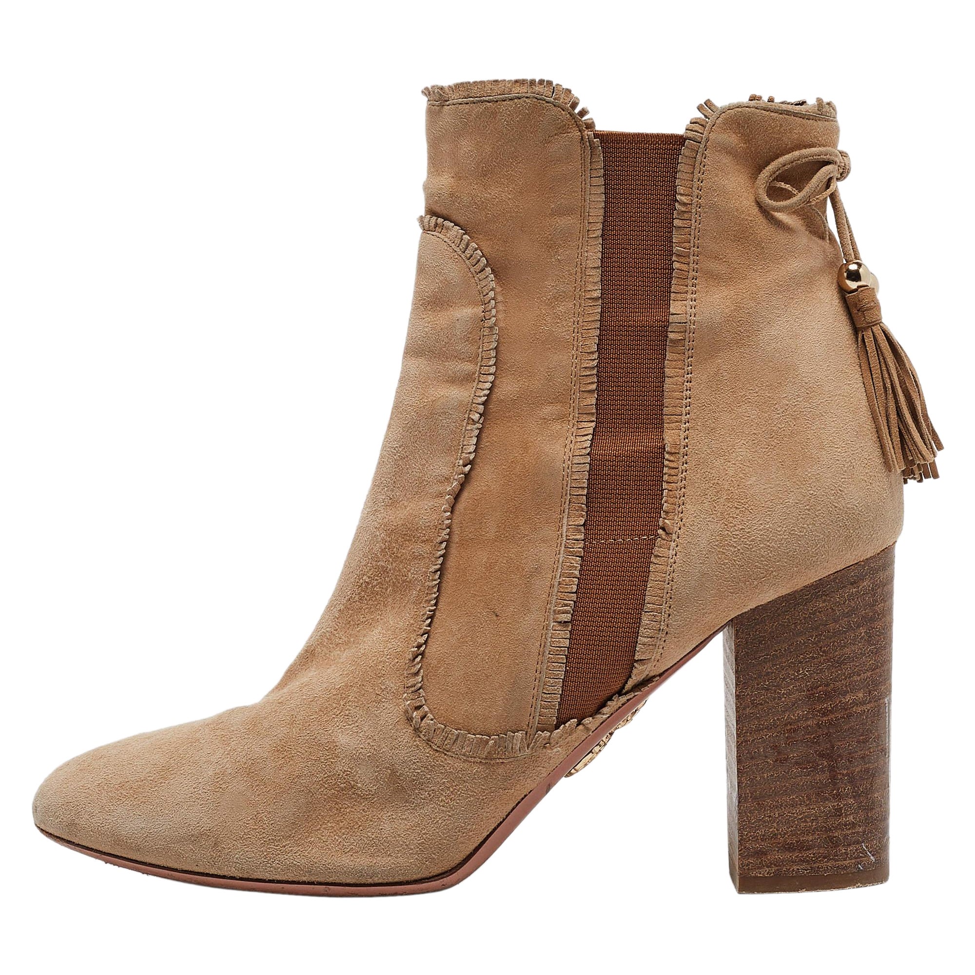 Acentos de borla de ante marrón Aquazzura  Botas talla 39