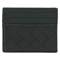 Bottega Veneta Green Intrecciato Leather Card Holder