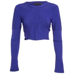 Cushnie et Ochs Purple Stretch Knit Long Sleeve Crop Top M
