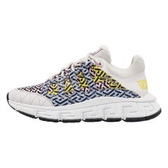 Versace Multicolor Canvas and Leather Trigreca Lace Up Sneakers Size 44