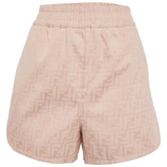 Fendi Pink Logo Jacquard Cotton Shorts M