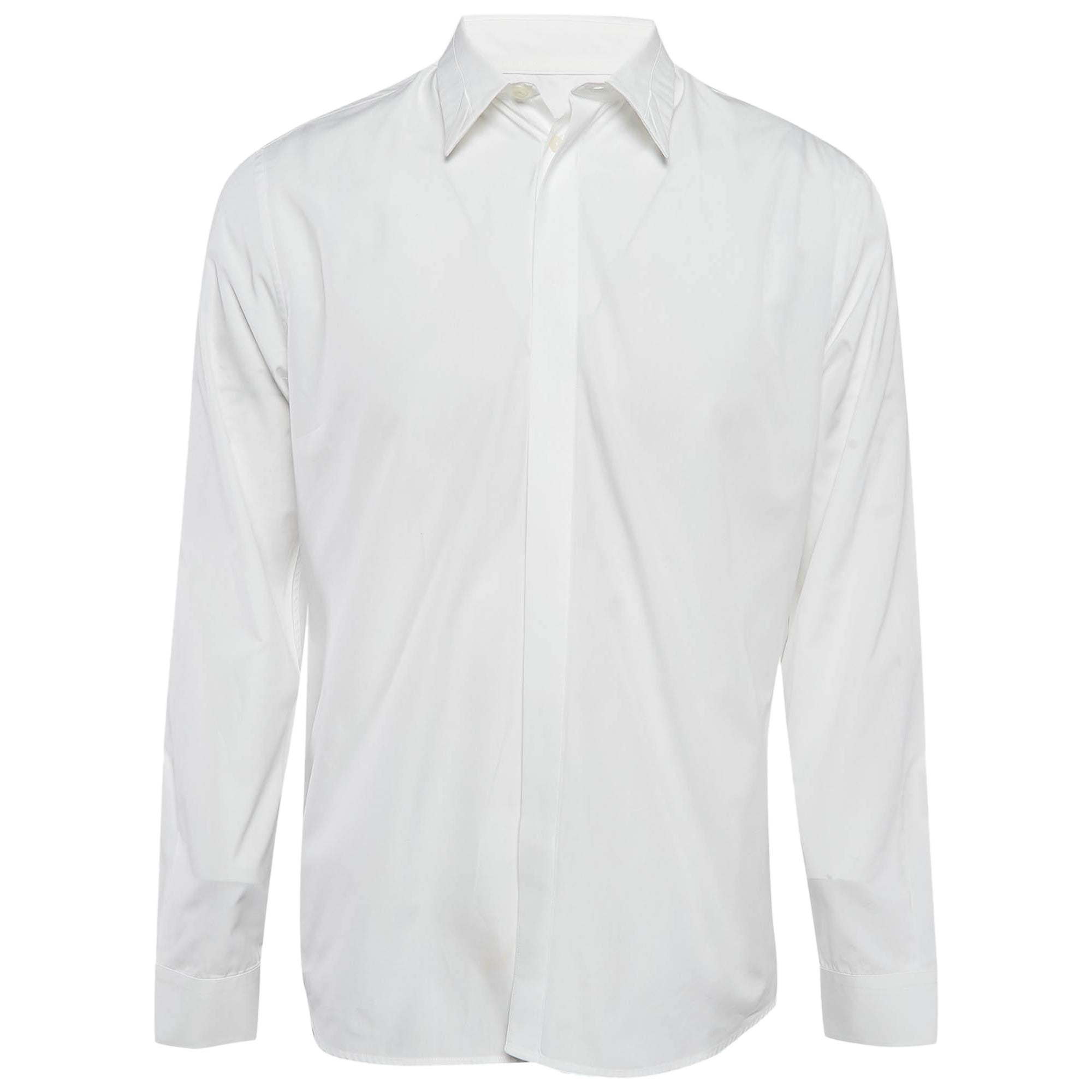 Camicia Givenchy in cotone bianco con dettaglio del colletto XL