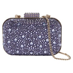 Jimmy Choo Embrague de Satén Morado y Cristales con Cadena Micro Nube