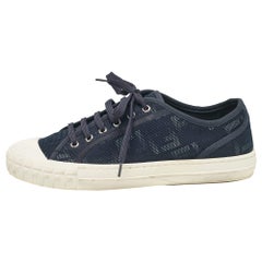 Fendi Azul Marino FF Zapatillas de Lona con Cordones Talla 42