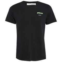 Off-White Camiseta negra de algodón con estampado princesa L