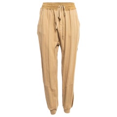 Haider Ackermann Light Brown Satin Side Stripe Cotton Sweatpants L