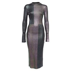 Christopher Kane Mehrfarbiges Bodycon-Kleid aus Rippenstrick mit Folie-Druck M