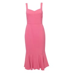 Dolce & Gabbana Robe midi évasée sans manches en crêpe rose M