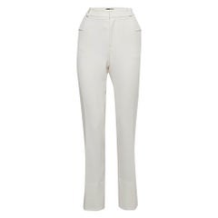 Roland Mouret X Net a Porter Off-White Crepe Straight Leg Trousers M