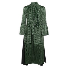Fendi Emerald Green Printed Silk Midi Dress S