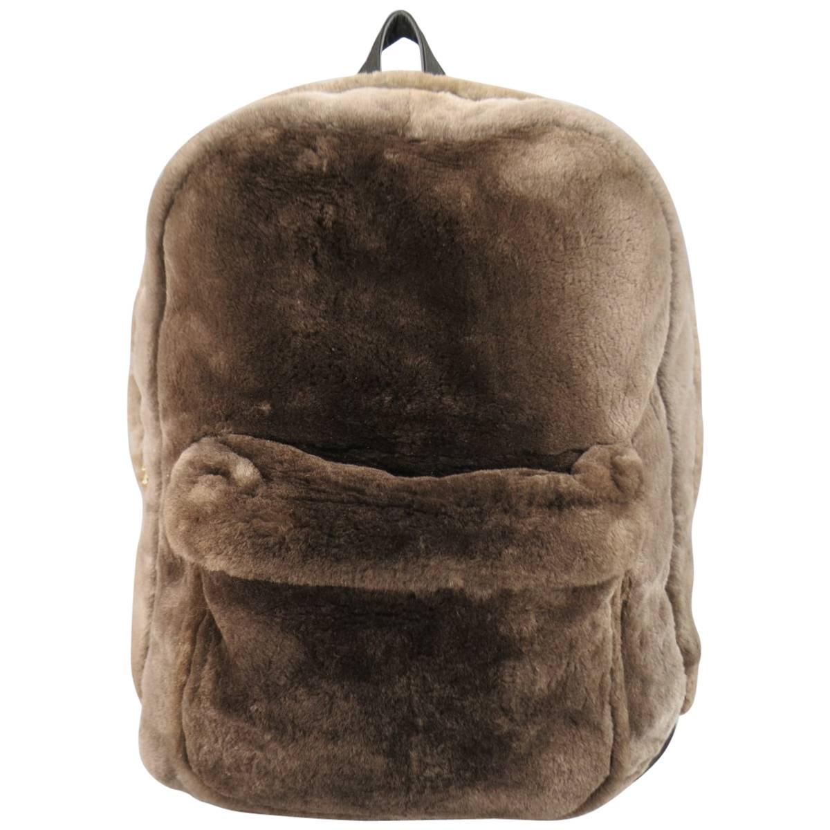 MARC JACOBS Bag - Taupe Brown Beaver Fur & Leather Backpack - Retail $2, 250.00