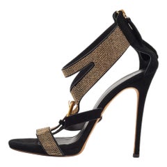 Giuseppe Zanotti Sandali con cinturino alla caviglia in camoscio nero con borchie Taglia 39