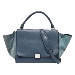 Borsa Celine a tracolla media in pelle e camoscio blu