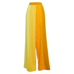 Christopher John Roger Amarillo Pantalones de tiro alto de crepé con paneles M