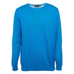 Boss Hugo Boss Sudadera azul de punto de algodón de manga larga XL